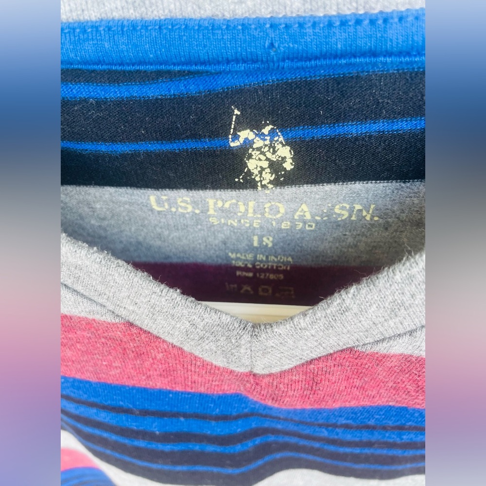 U. S. Polo Assn. Multi Stripe T-Shirt Boys Size 18 (XXL) - Picture 2 of 5
